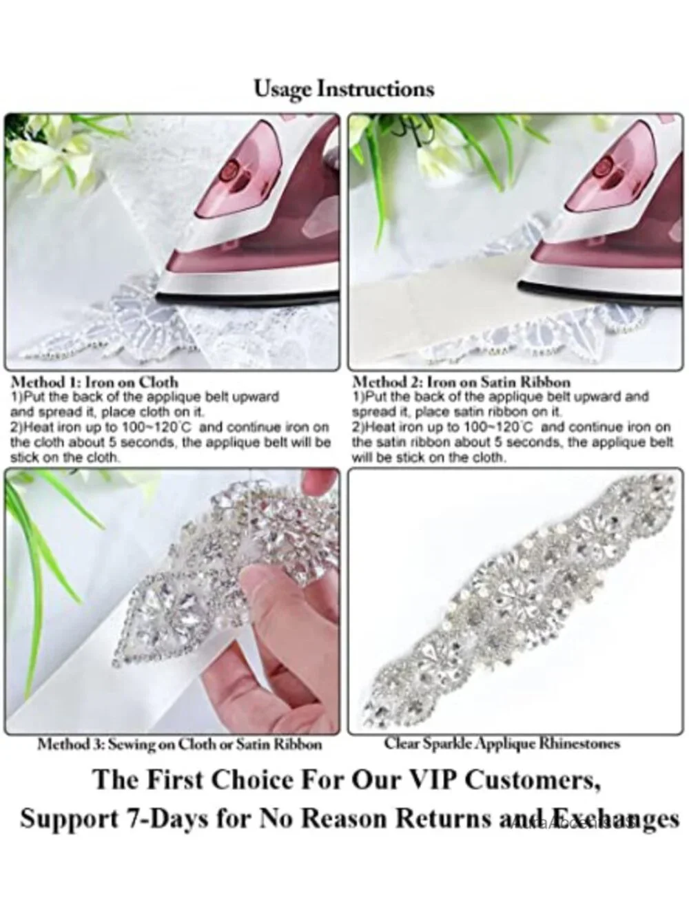 Rhinestone Crystal Applique Wedding Bridal Sash Belt for Dress with Satin